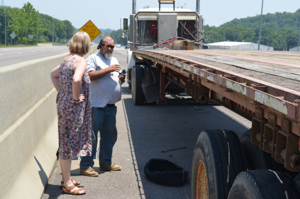 the truck that thought we would look better spinning across the road