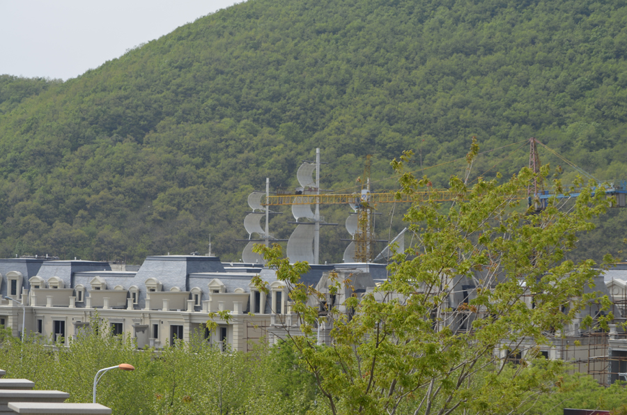 china likes putting these kinds of ships around the place - this is a view from Chateau De Bourdeux