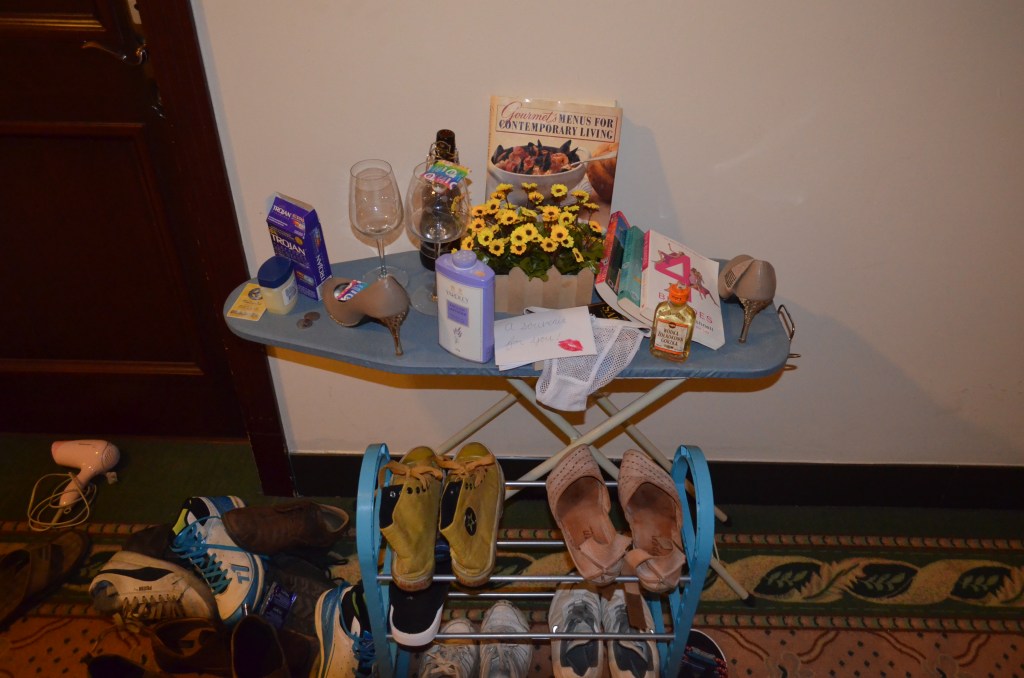 Brandon's shoe rack before we added much more on the last couple of days