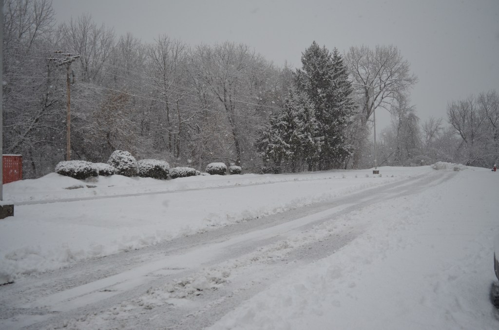 But now both the GPS and Google Maps were really mad at us. We were motoring happily along on interstate 86 headed toward Binghamton and yes, of course we would have to head east at some point but first one then the other got us on to some smaller road which led to a smaller road. Because it was getting to be late afternoon and the temperature was dropping to below freezing (-2 C or something below 32 F) and there was some snow or rain or drizzle falling we saw several cars that had slipped off the road and two that had just crashed. We got to another turn off and yelling at our directional devices, which by the way does no good, continued like idiots following their looney-bin directions, until we were stopped by some emergency vehicle and told that we had to turn around and go back because the road we were on was closed due to accidents. By now we were really getting lost and after finding this quaint little town, Walton, we were sent off onto even a smaller road – like one lane. We asked a man walking a dog how to get to Oneonta and he pointed to the road ahead and named a litany of strange sounding roads thereafter. He ended by saying that his mother was from England too. Not quite the right thing to say to an Australian and as Narda was driving and on an icy road she was unable to do a burnout but following the man with the dog and a mother from England and our GPS and Google Maps drove us forward until we got to a hill that we could not get up. We spent a long time turning around inch by inch and slowly headed back to the bit larger road we had been on to begin with. We got up to Franklin and instead of putting us onto the main highway (route 88) our Google Maps (by now we were so mad at our Tom Tom GPS that we locked it up in the glovebox) took us through many winding streets until we got to my sisters fifteen minutes before her son had to catch a bus back home in northern NY (Potsdam I think, on the Canadian border) but I did get to see Dustin before he left.