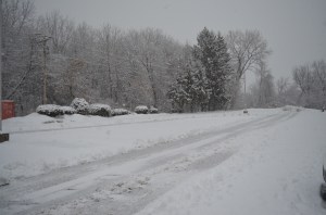 But now both the GPS and Google Maps were really mad at us. We were motoring happily along on interstate 86 headed toward Binghamton and yes, of course we would have to head east at some point but first one then the other got us on to some smaller road which led to a smaller road. Because it was getting to be late afternoon and the temperature was dropping to below freezing (-2 C or something below 32 F) and there was some snow or rain or drizzle falling we saw several cars that had slipped off the road and two that had just crashed. We got to another turn off and yelling at our directional devices, which by the way does no good, continued like idiots following their looney-bin directions, until we were stopped by some emergency vehicle and told that we had to turn around and go back because the road we were on was closed due to accidents. By now we were really getting lost and after finding this quaint little town, Walton, we were sent off onto even a smaller road – like one lane. We asked a man walking a dog how to get to Oneonta and he pointed to the road ahead and named a litany of strange sounding roads thereafter. He ended by saying that his mother was from England too. Not quite the right thing to say to an Australian and as Narda was driving and on an icy road she was unable to do a burnout but following the man with the dog and a mother from England and our GPS and Google Maps drove us forward until we got to a hill that we could not get up. We spent a long time turning around inch by inch and slowly headed back to the bit larger road we had been on to begin with. We got up to Franklin and instead of putting us onto the main highway (route 88) our Google Maps (by now we were so mad at our Tom Tom GPS that we locked it up in the glovebox) took us through many winding streets until we got to my sisters fifteen minutes before her son had to catch a bus back home in northern NY (Potsdam I think, on the Canadian border) but I did get to see Dustin before he left.