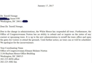 well now that is a surprise we no longer can do a White House tour because of some new dude living there