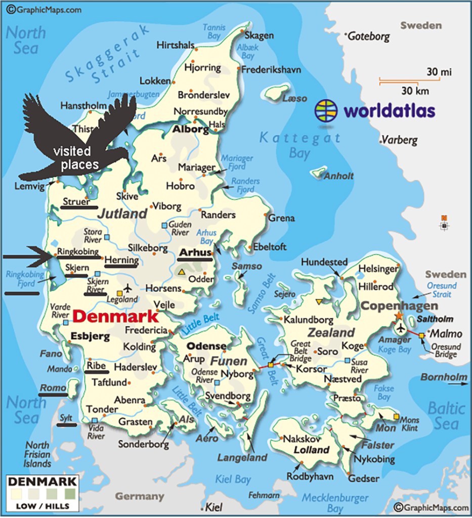 map of Jutland, Denmark