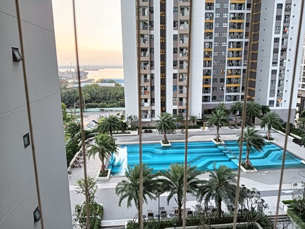 view of pool from our balcony