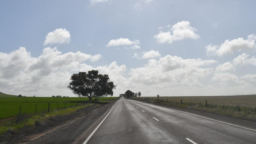 on the road outside of Adelaide heading hopefully across Australia
