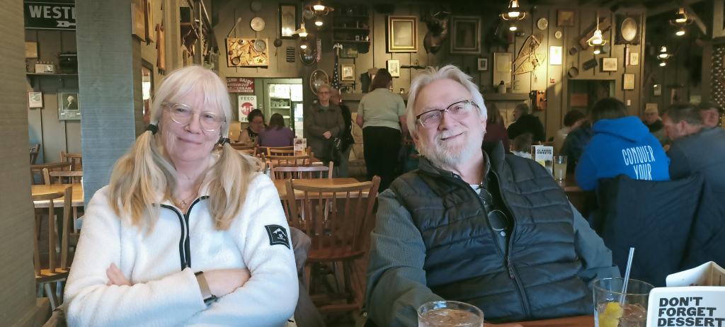 Narda with new-bro Robert at Cracker Barrel 