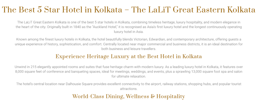  LaLIT Great Eastern https://www.thelalit.com/the-lalit-kolkata/ (The LaLiT Great Eastern Kolkata